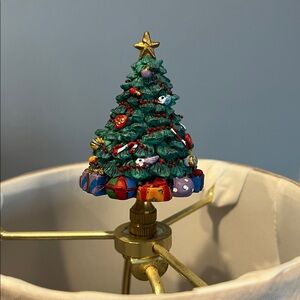 Festive Green Christmas Tree Lamp Topper Finial